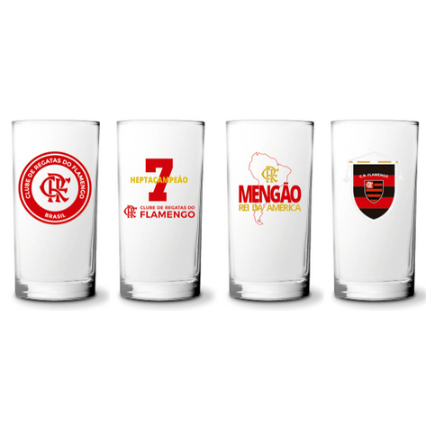 KIT COPO LONG DRINK 300ML NA LUVA FLAMENGO C/ 4